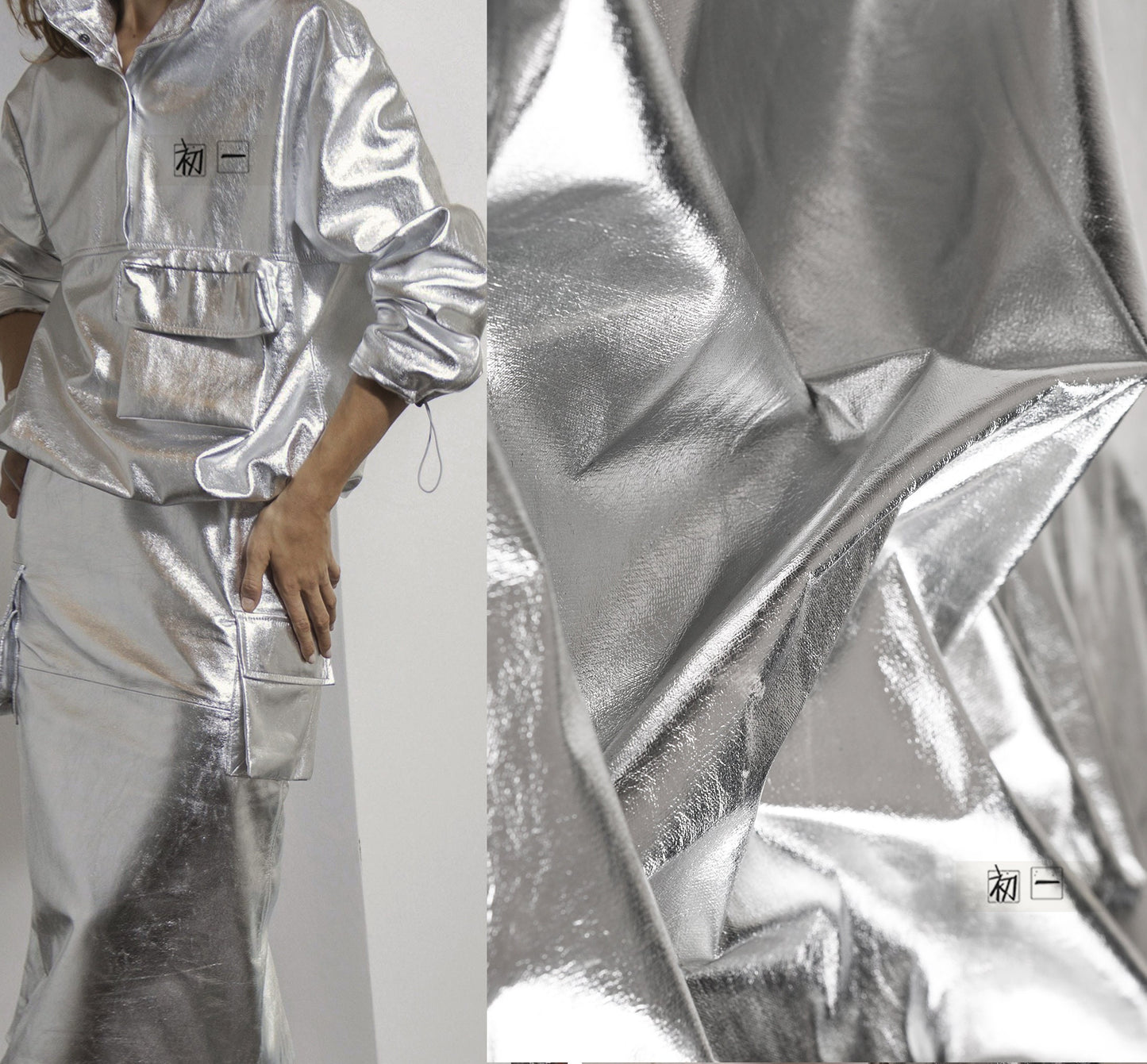 Mirror Coated Silver TPU Fabric: Metallic Designer Clothing Material