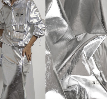 Mirror Coated Silver TPU Fabric: Metallic Designer Clothing Material