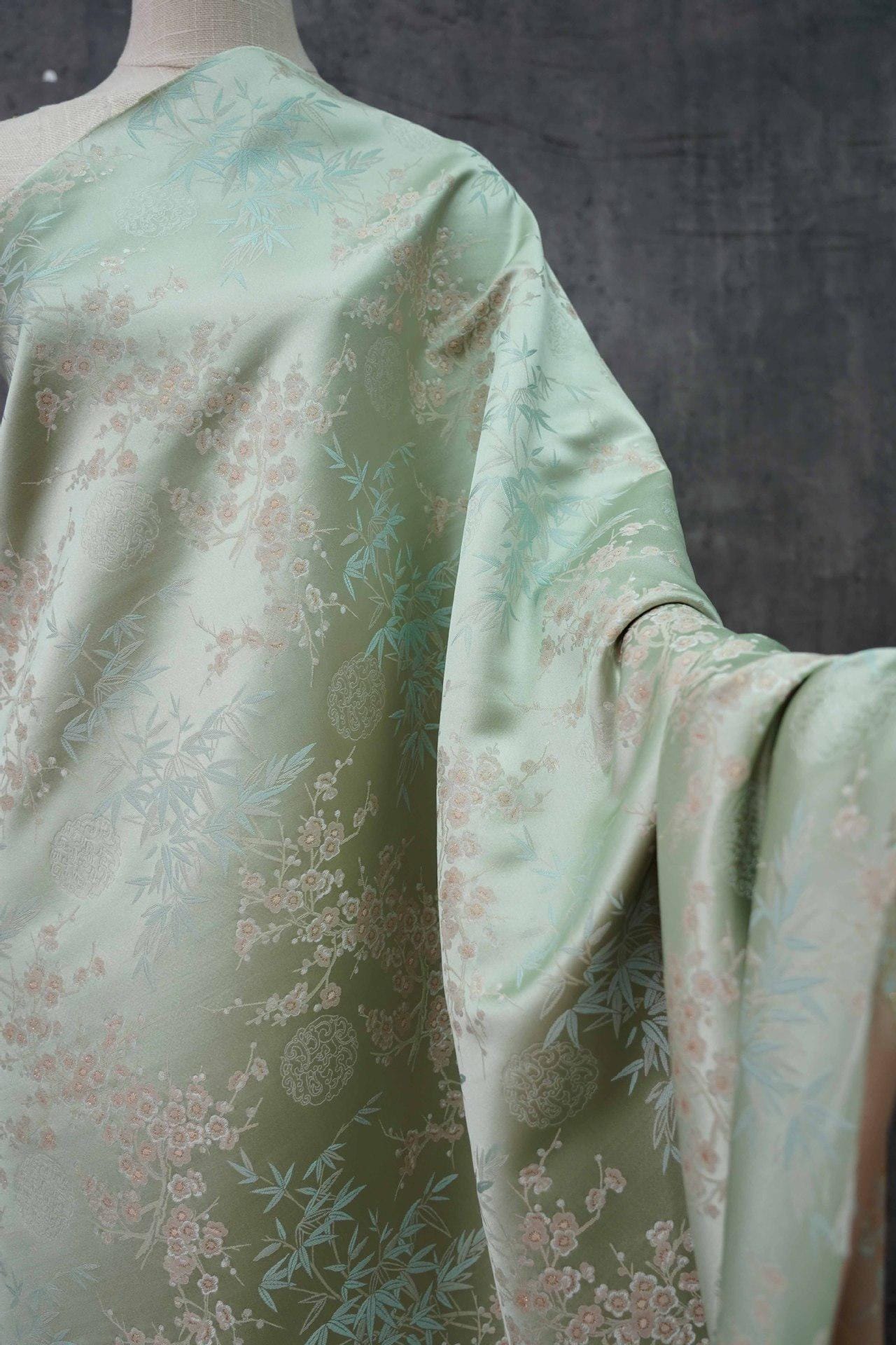 Bamboo Plum Brocade Fabric: 59" Wide Rayon Blend, Costume & Decor