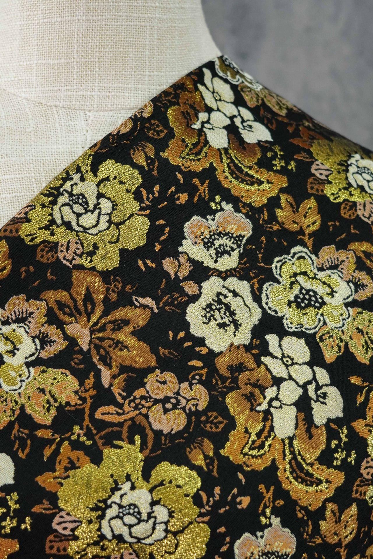 Baroque Jacquard Fabric: Gold Woven Palace Style Material - 59"W