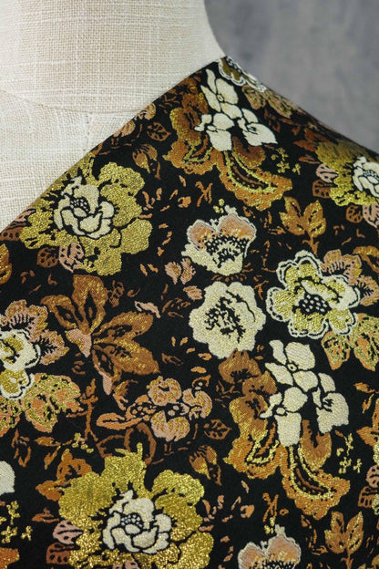 Baroque Jacquard Fabric: Gold Woven Palace Style Material - 59"W