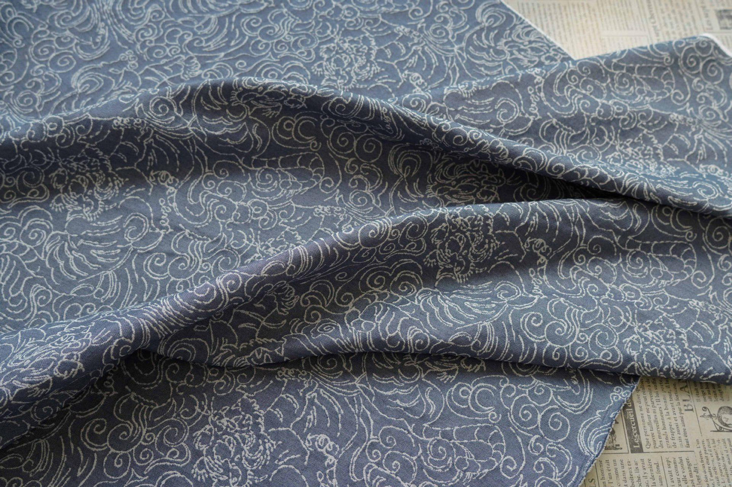 Jacquard Denim Fabric: 3D Reverse Design, Upholstery Sewing Material, 52"