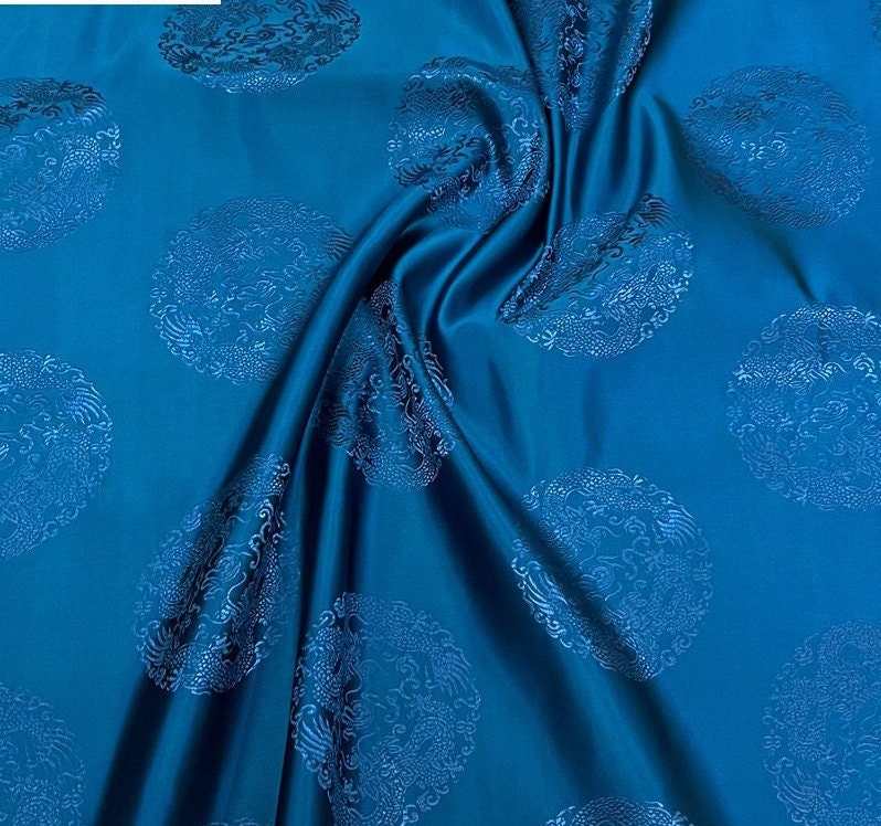 Tissu brocart dragon : mélange de soie chinoise et de rayonne, 75 cm de large, pour costumes et décorations