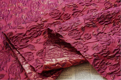 Gold Thread Floral Jacquard Fabric - 52" Wide, Prom/Upholstery