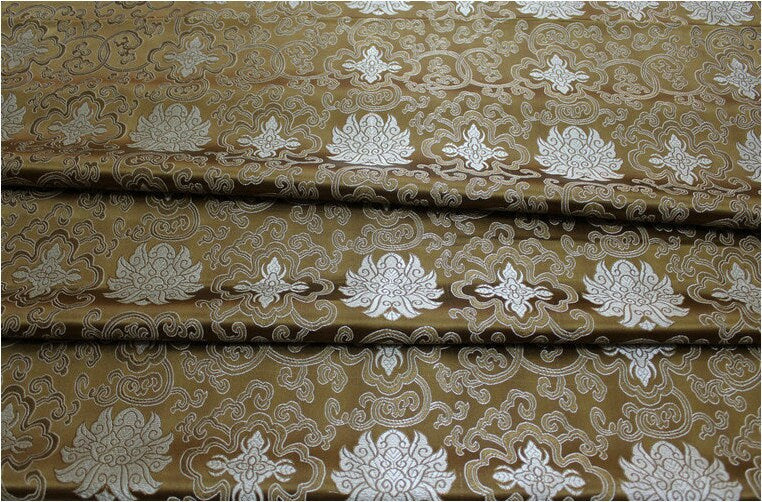 Blue Chinese Medallion Brocade Fabric: 35" Wide Rayon