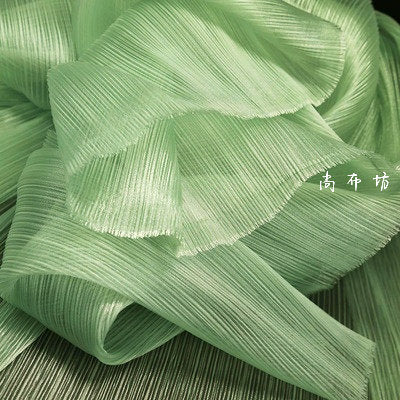 Crinkled Pleated Organza Fabric: 55" Wide Stiff Texture