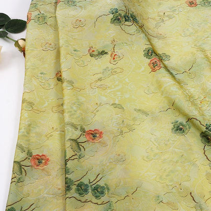 Green Floral Vine Shimmer Brocade Upholstery Jacquard Fabric by the Yard, three patterns