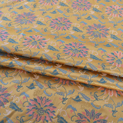 Dunhuang Lotus Brocade Fabric: 59"W Tibetan Costume & Decor