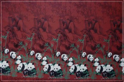 Red Panda Jacquard Fabric: Embossed Upholstery, Costume, Decor - 65"W