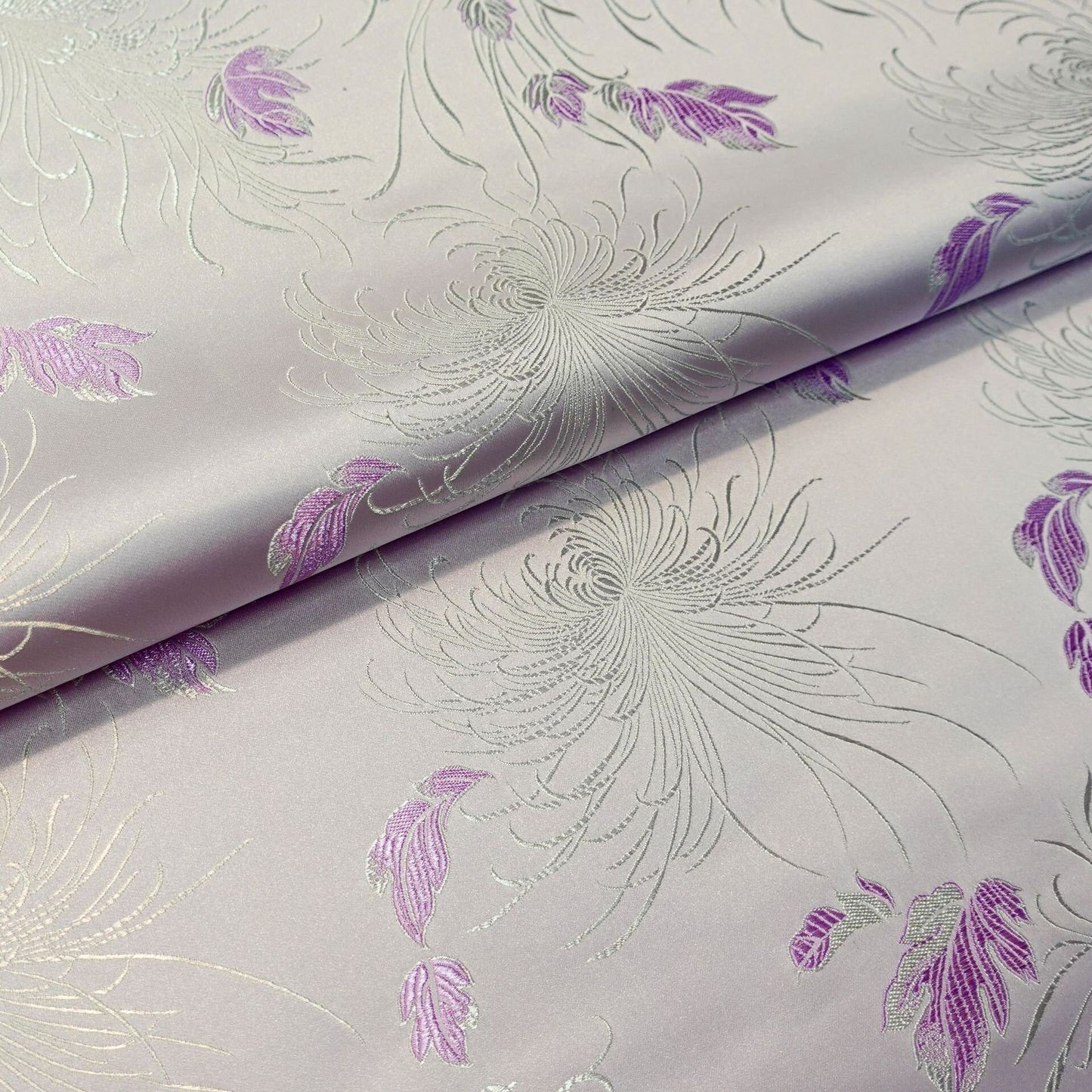 Chrysanthemum Brocade Fabric: 45" Wide Satin Jacquard Damask - Costume & Decor