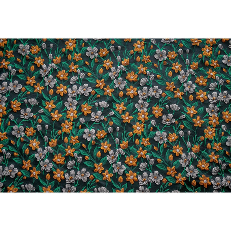 3D Floral Fabric: Yarn-Dyed Rayon Blend, 65" Wide