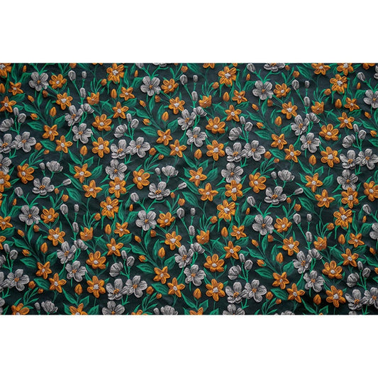 Tissu floral 3D : mélange de rayonne teint en fil, 165 cm de large