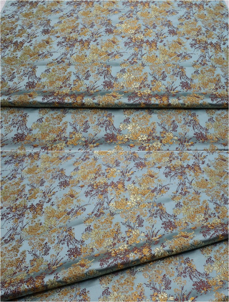 Floral Chinese Brocade Fabric: Silk Rayon Blend, Sewing Quilting Fabric