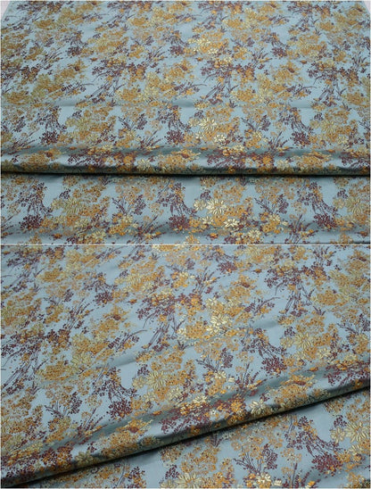 Floral Chinese Brocade Fabric: Silk Rayon Blend, Sewing Quilting Fabric