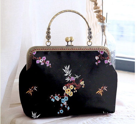 Black Plum Blossom Brocade Fabric: Cheongsam Qipao Sewing Material