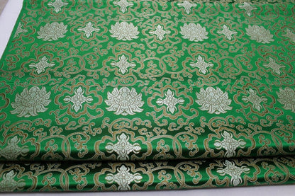Chinese Medallion Brocade Fabric: 35" Wide, Silk Blend