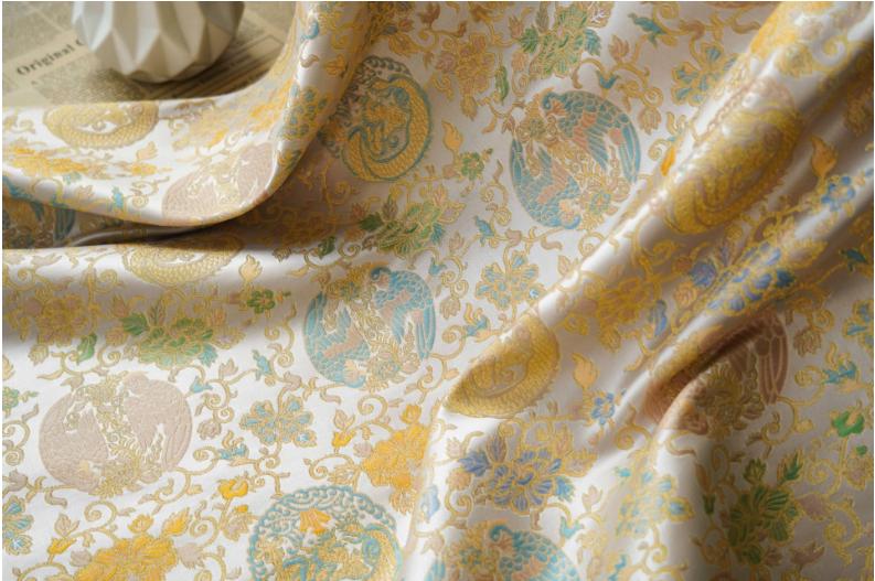 Tissu à motif Bada mongol : 165 cm de large, pour ameublement, costumes et décoration.
