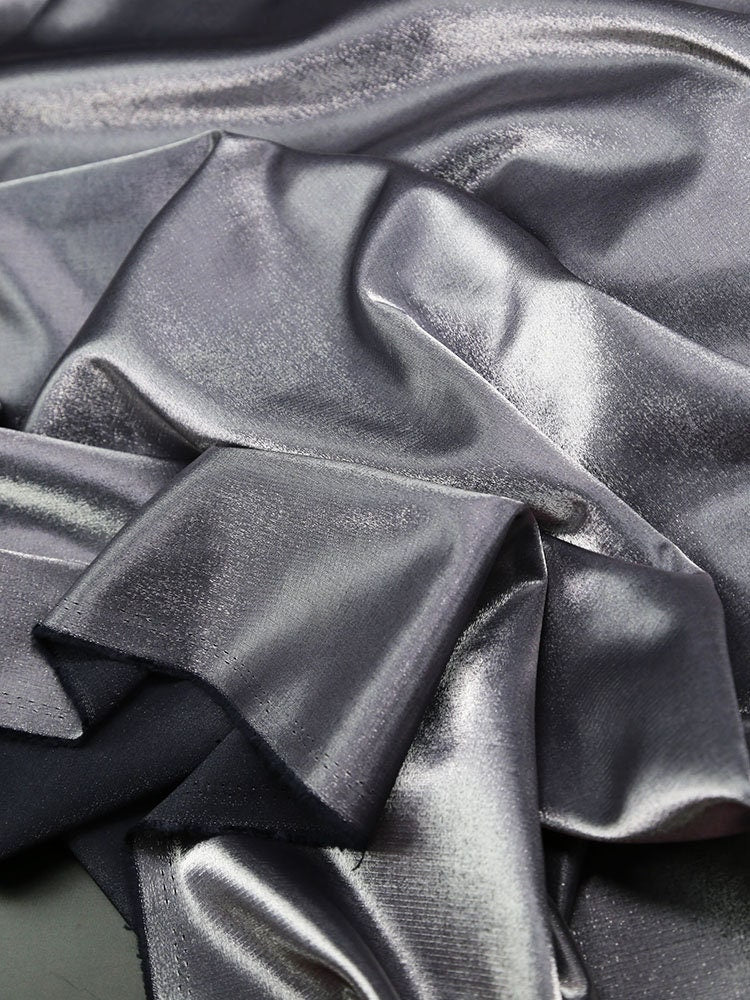 Glitter-Glazed Silk Satin Fabric: Gradient Silky Dress Material, 58" Wide