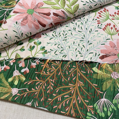 Floral Jacquard Woven Fabric: 3D Embossed Rayon Blend, 55"W
