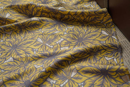 Caramel Floral Jacquard Fabric: Embossed Leaves, 60" Wide