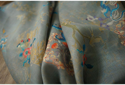 Dunhuang Murals Ramie Fabric: 55"W Soft Home Textile