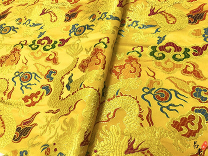 Chinese dragon robe, cheongsam, Tibetan robe, spinning Fabric, silk, satin, and brocade, 29"W