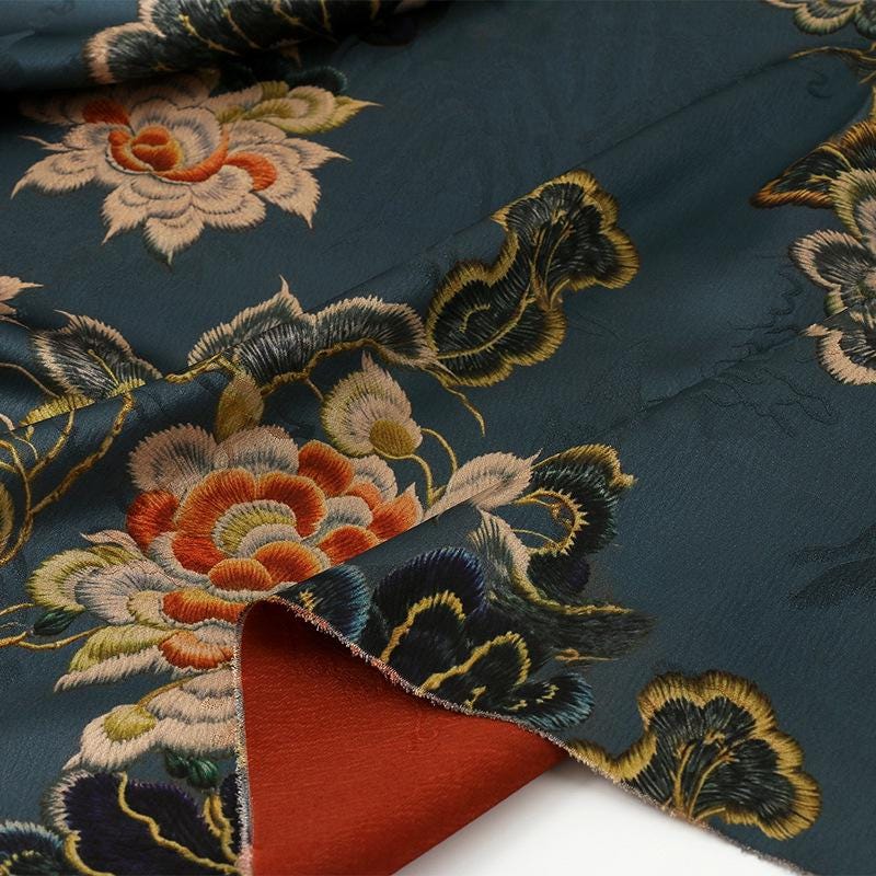 Tissu jacquard satiné : soie shantung imprimée numériquement, 150 cm de large – Ameublement, costumes, rideaux
