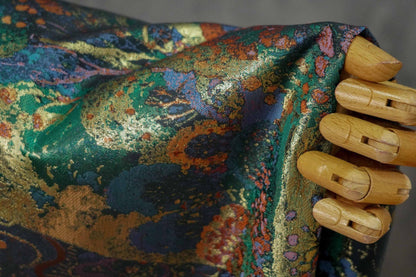 Floral Gold Jacquard Fabric: Artistic Brocade, 65" Wide