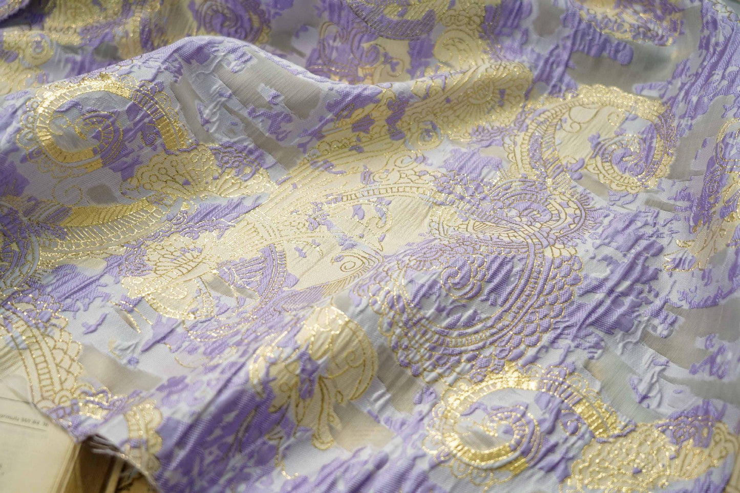 Gold Thread Jacquard Fabric: 3D Oil Painting Texture, 55" Wide