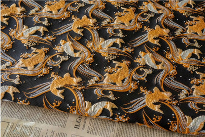Nishijin Japanese Kinran Fabric: 3D Fish Jacquard Brocade (54" Width)