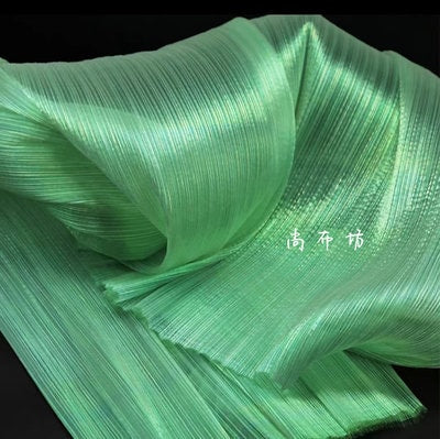 Crinkled Pleated Organza Fabric: 55" Wide Stiff Texture