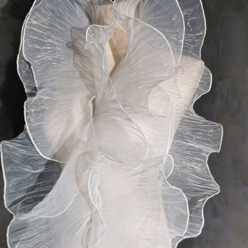 Pleated Ruffle Organza Fabric: 3D Fold, Stiff Texture, 13cm Wide