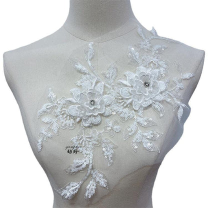 Embroidered 3D Floral Applique ��� Diamond Sequin Mesh Cloth S