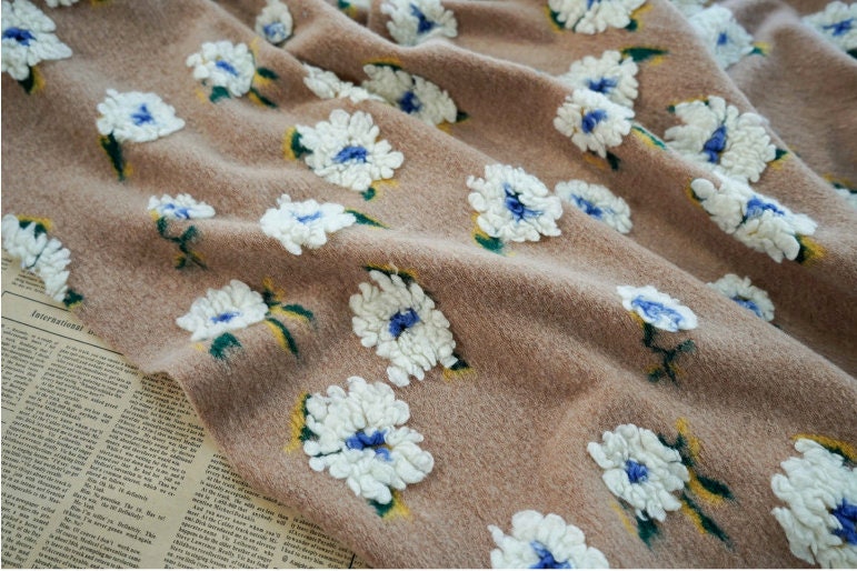 Retro French Daisy Plush Fabric: Cosplay Costume Material (63" W)