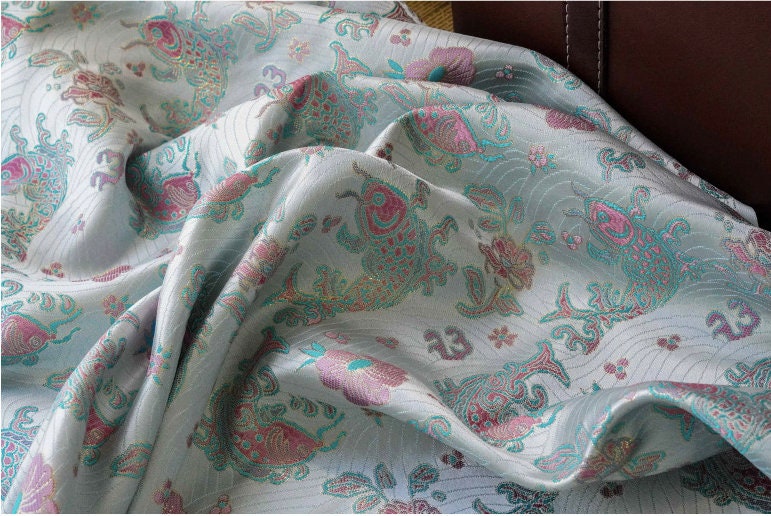 Lucky Fish Jacquard Brocade Fabric: 59" Wide Rayon Damask