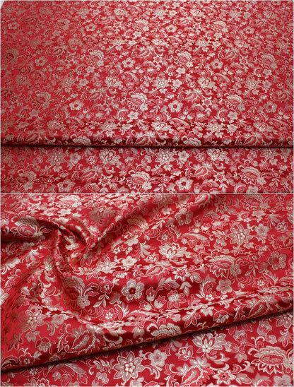 Floral Brocade Fabric: Silk Rayon Blend, Cheongsam Qipao Material (29.5" Wide)