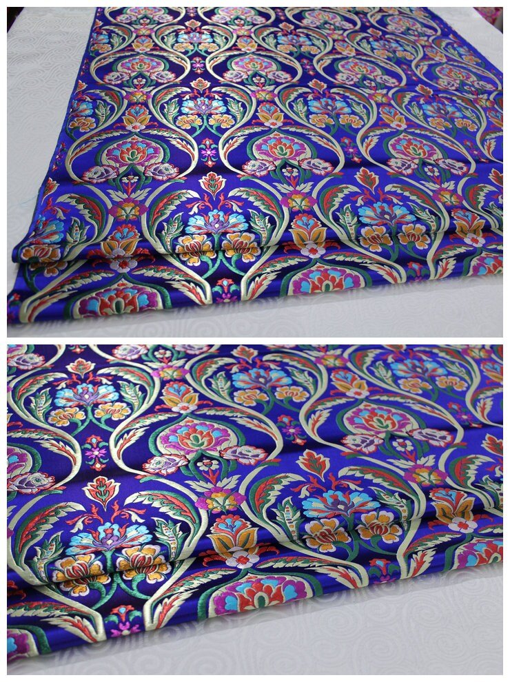 Floral Jacquard Brocade Fabric: Chinese Mongolian Style (By The Meter) - Poppylollipop
