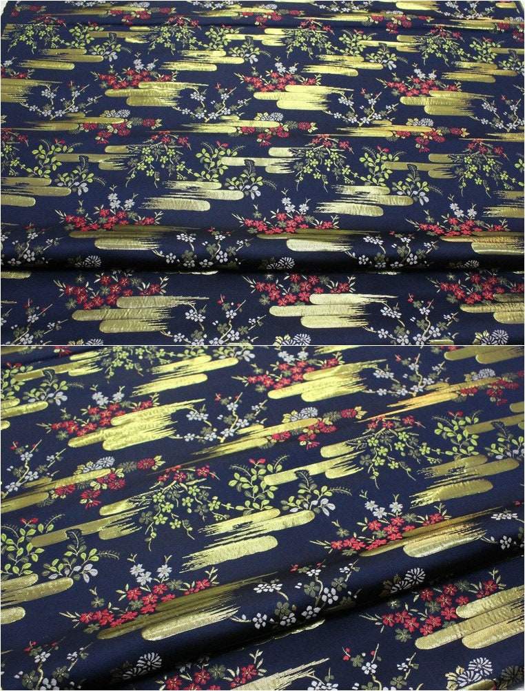 Cherry Blossom Jacquard Brocade Fabric: Japanese Silk Rayon Blend