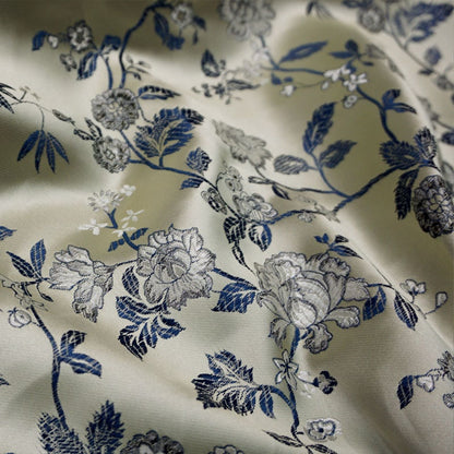 Floral Brocade Fabric: Fairy Jade, Silver & Champagne Silk Rayon Blend