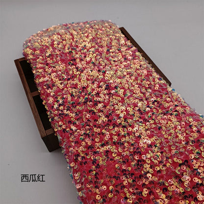 Iridescent Sequin Fabric: 3D Embroidery Shell Flannelette, 49" Wide