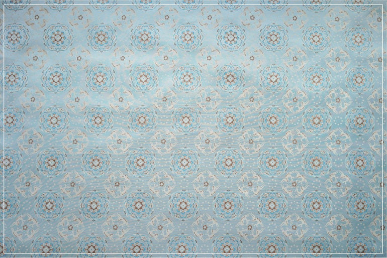Floral Brocade Fabric: Blue Jacquard Sewing Material (65")