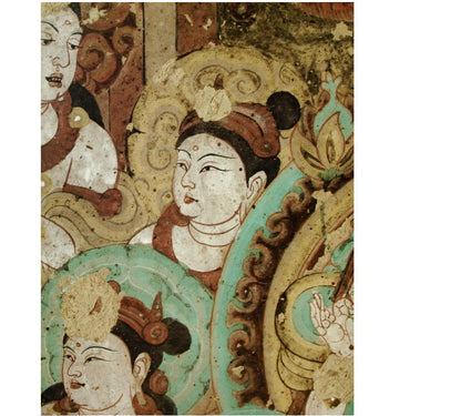 Dunhuang Fresco Buddha Linen Fabric: Asian Style Upholstery, Scarf, Curtain, Sewing (55"W)