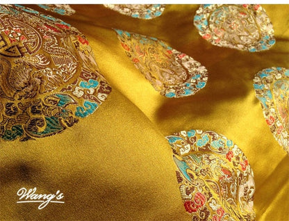 Gold Brocade Fabric: Chinese Jacquard Satin, Home Decor Sewing Fabrics