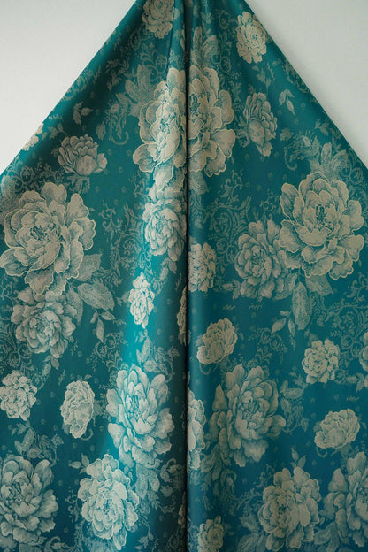 Tissu d'ameublement en satin de soie Peony Tea : 55 po de largeur, texture riche