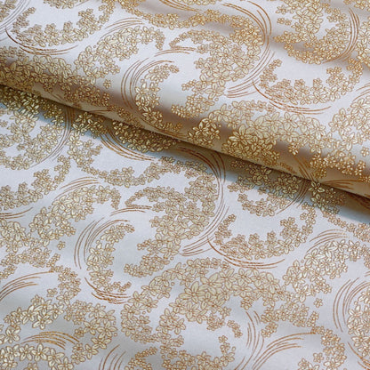 Silk Brocade Fabric: Moon Flower Design, 45" Wide - By The Meter