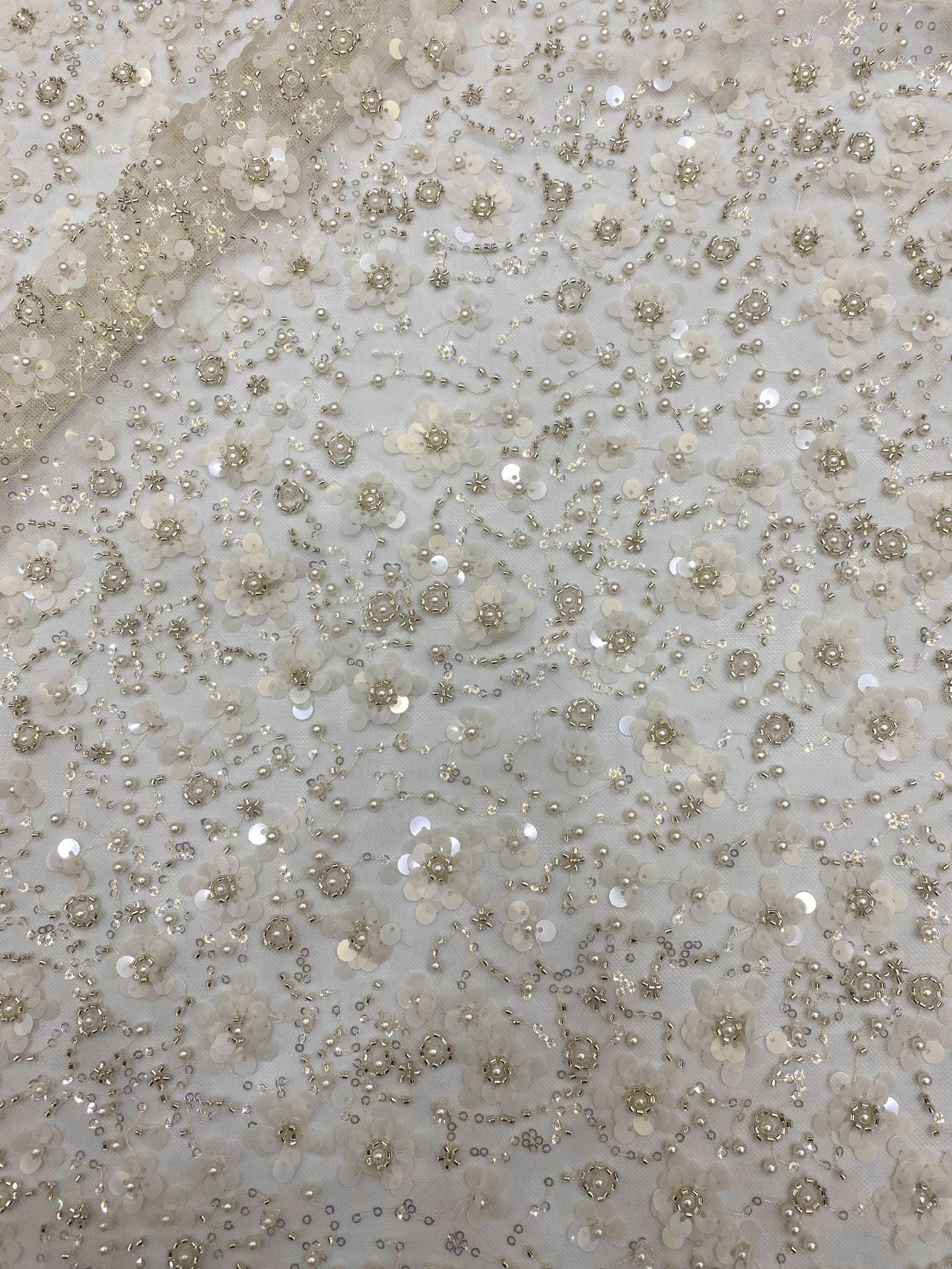 Robe de bal de mariée en dentelle à sequins brodée, 127 cm de large