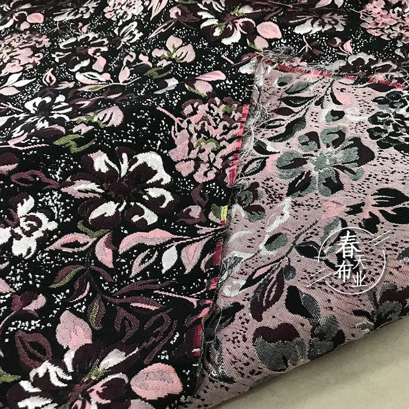 Autumn Floral Jacquard Fabric: Thick Stiff Upholstery, Costume, Decor