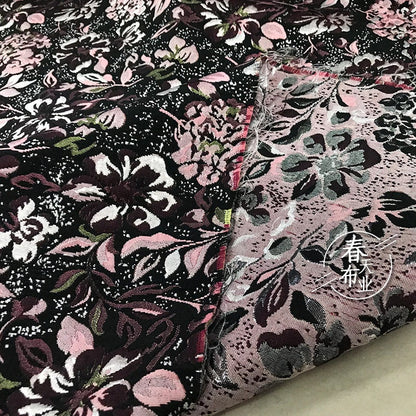 Autumn Floral Jacquard Fabric: Thick Stiff Upholstery, Costume, Decor