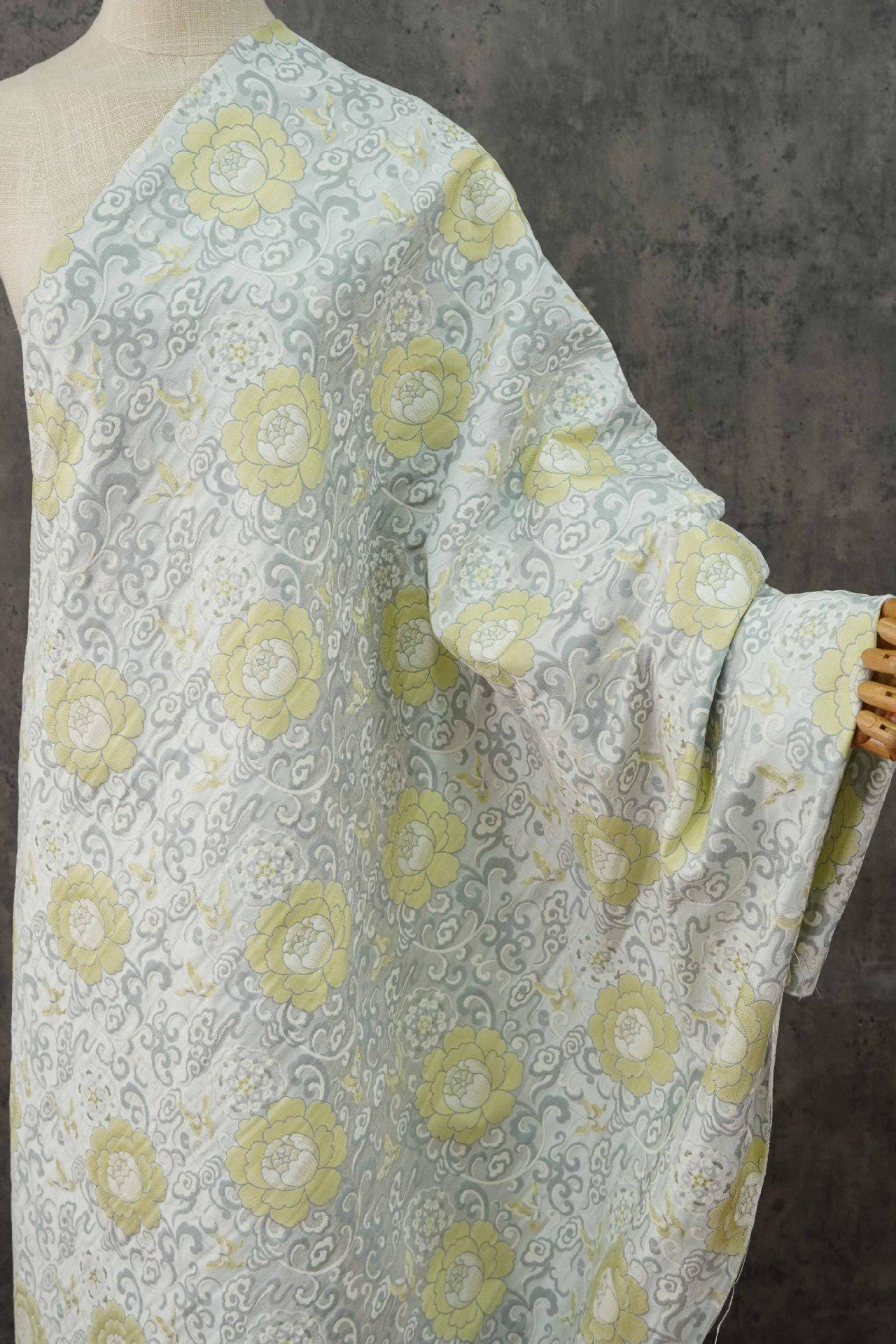 Jacquard Lotus & Butterfly Fabric: Autumn/Winter Vest Material, 59" Wide