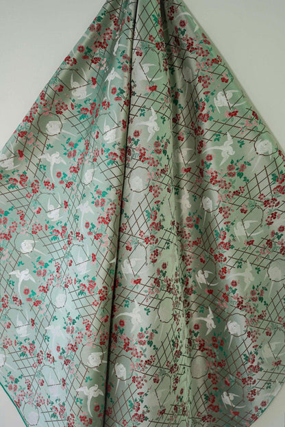Bird Flower Jacquard Fabric: Grey Woven Upholstery, Drapery, Sewing (65"W By 1 Meter)